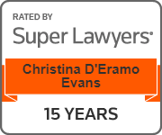 Christina Evans super lawyers 15 years badge